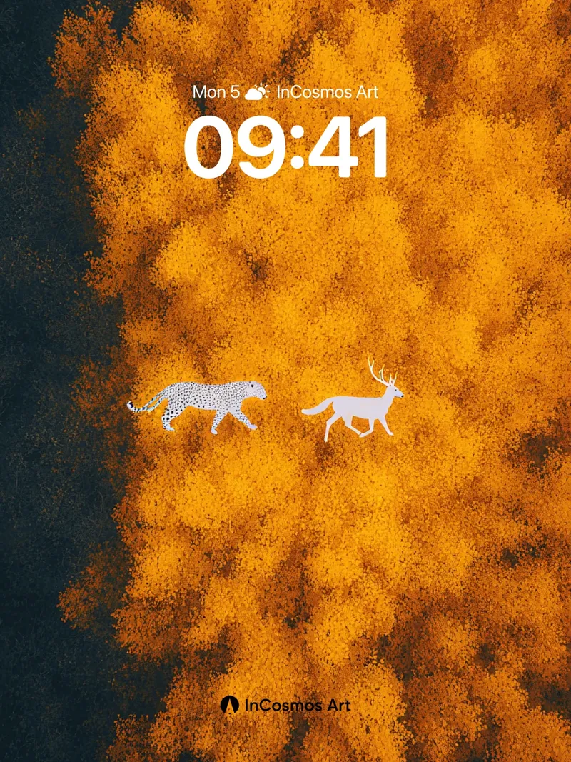 Golden Canopy Wallpaper with Ghost Animals
