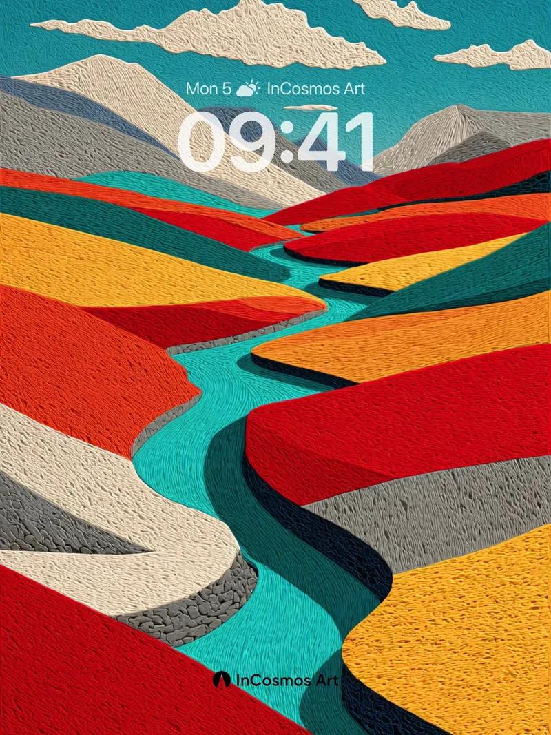Crimson Valley Wallpaper with Turquoise River Veins