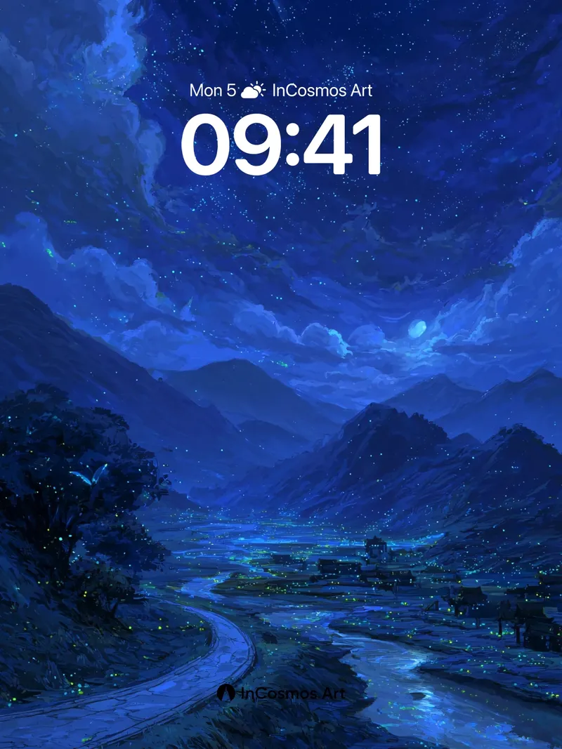 Starry River Wallpaper with Bioluminescent Wings