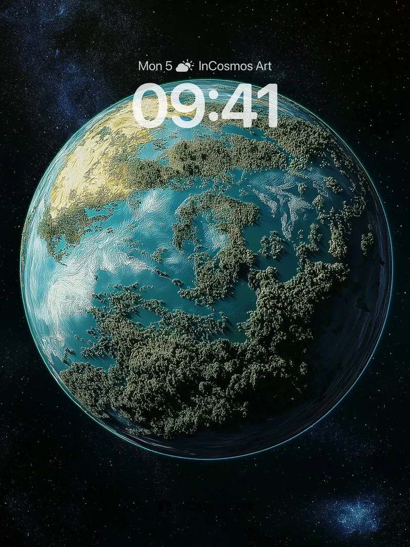 Celestial Sphere Wallpaper with Floating Forests