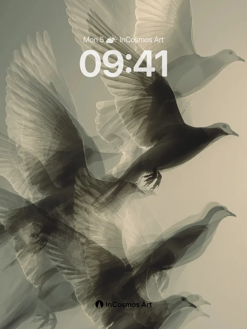 Ethereal Flight Wallpaper with Ghostly Feathers