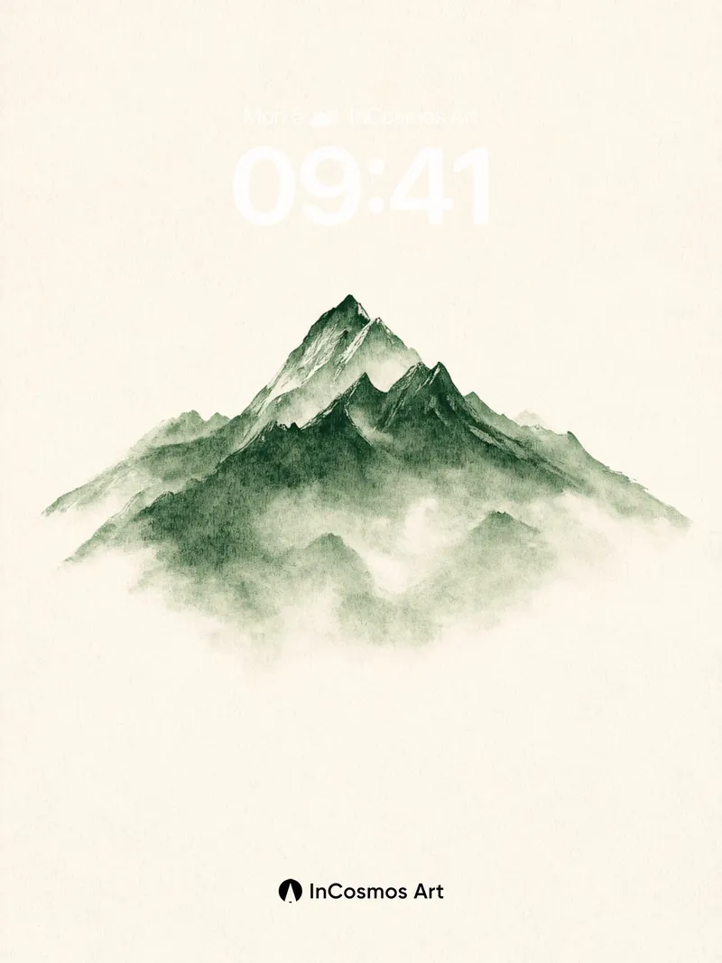 Mist-Wrapped Mountain Wallpaper in Ink Breath