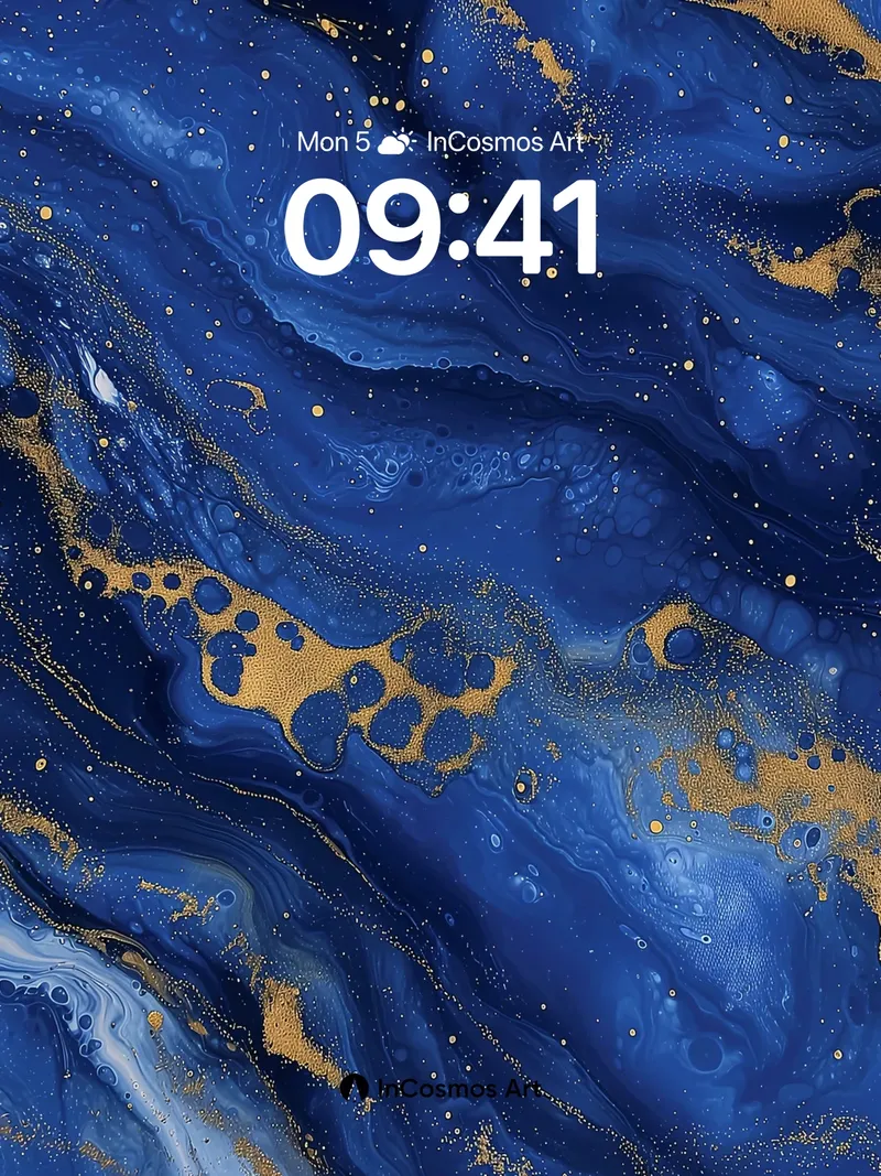 Midnight Marbled Wallpaper with Golden Veins