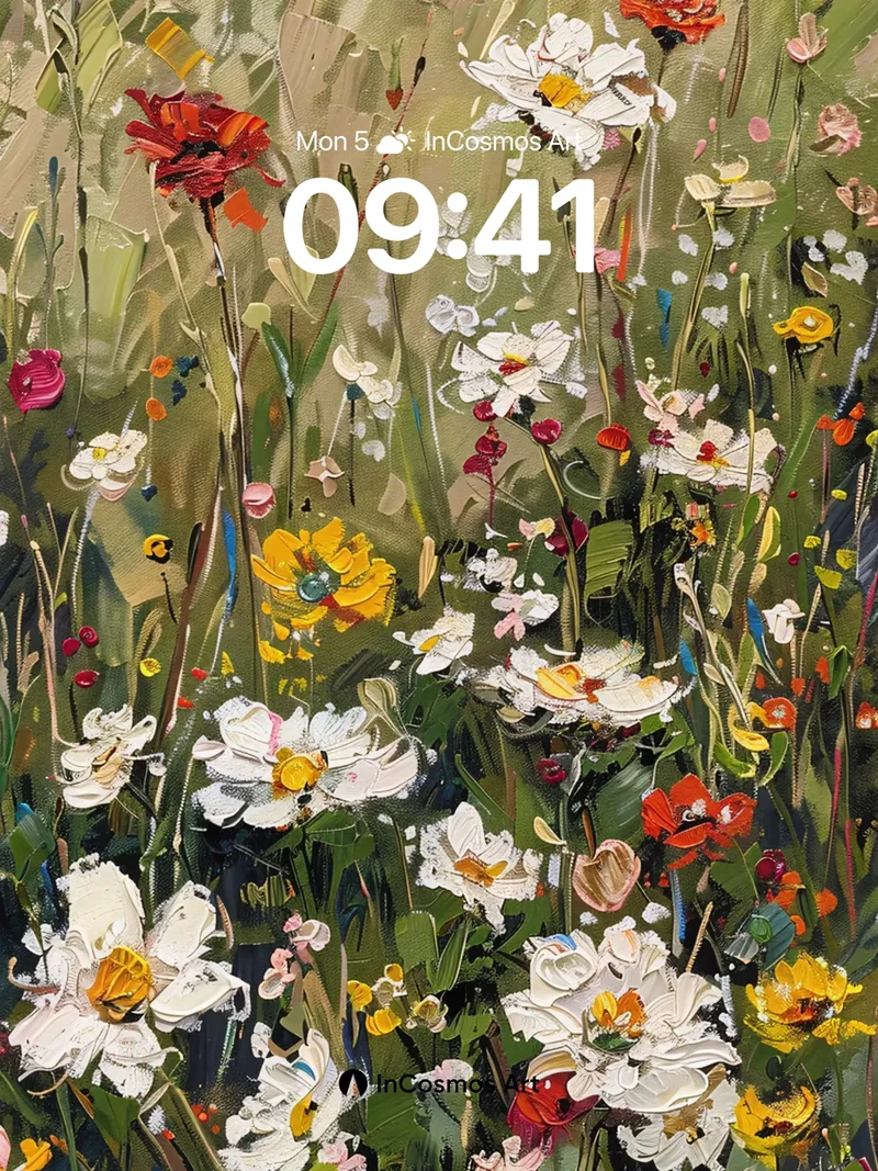 Wildflower Reverie Wallpaper with Textured Brushwork