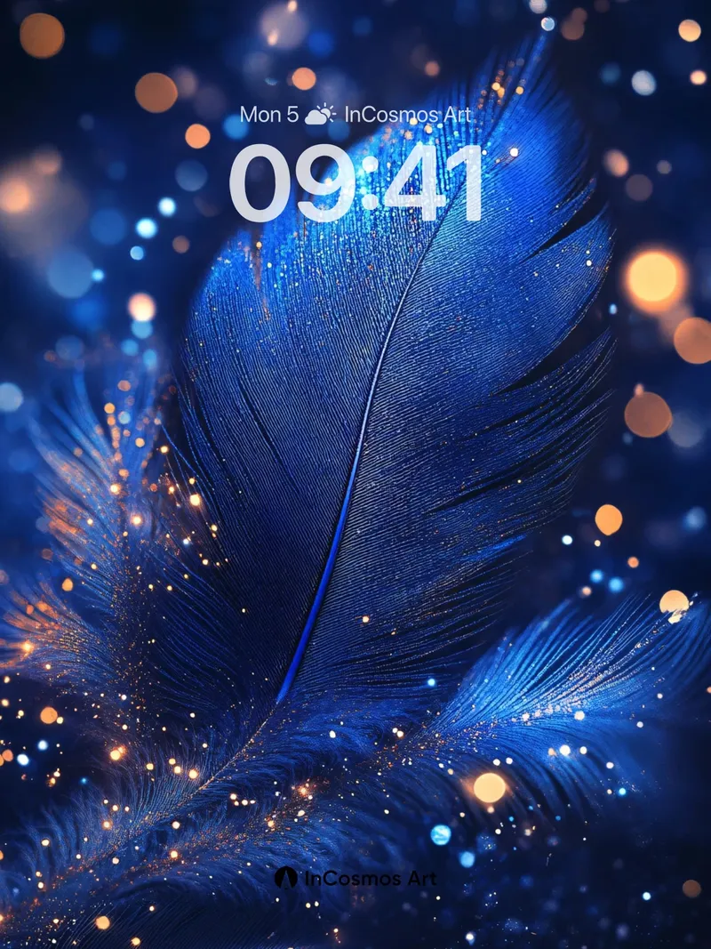 Cosmic Feather Wallpaper with Starlight Veins