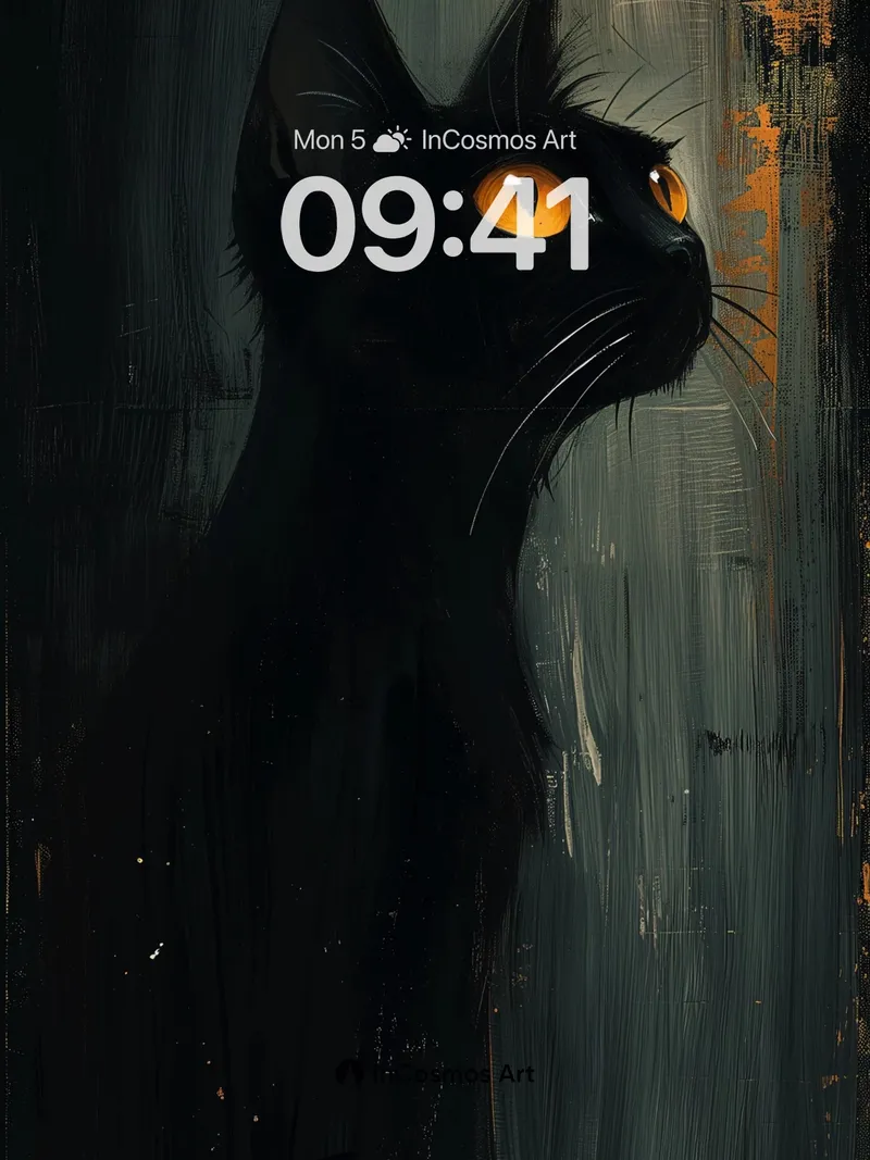 Midnight Watcher Wallpaper with Golden Eyes