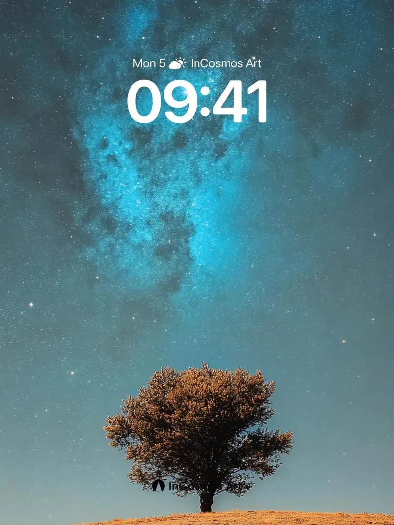 Stellar Solitude Wallpaper with Cosmic Tree