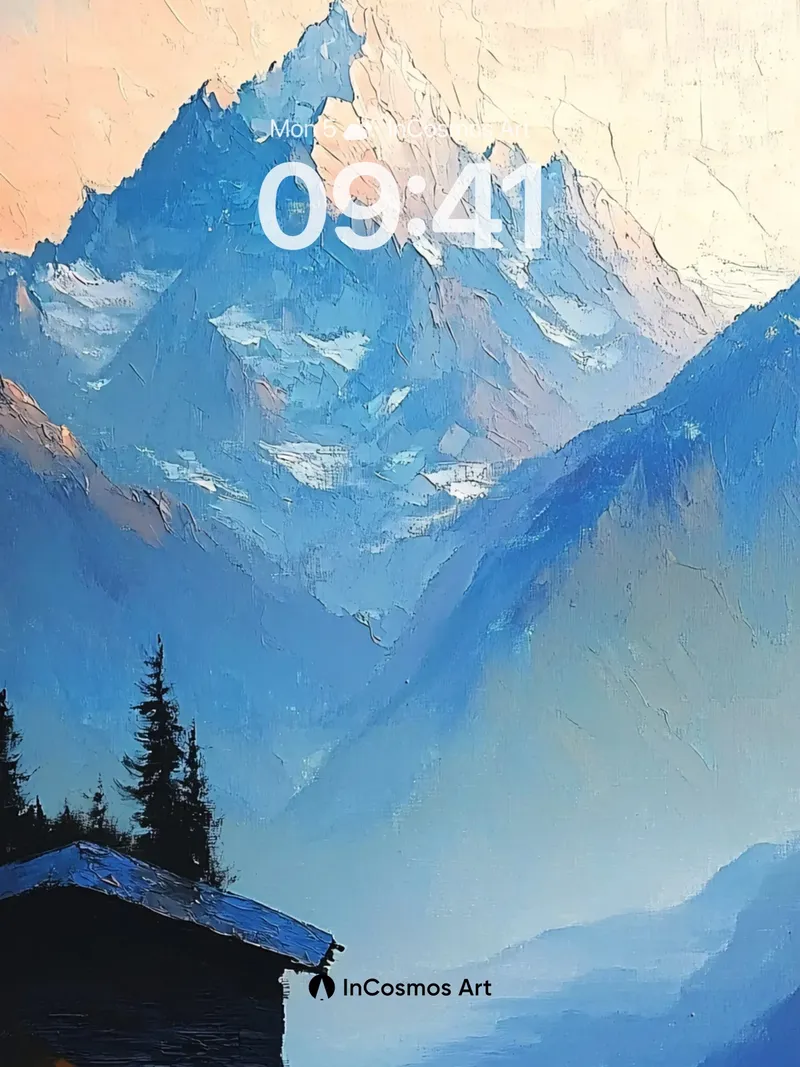 Cerulean Silence Wallpaper with Snow-Crowned Peaks