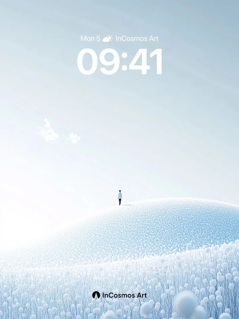 Serenity Bloom Wallpaper with Floating Spheres