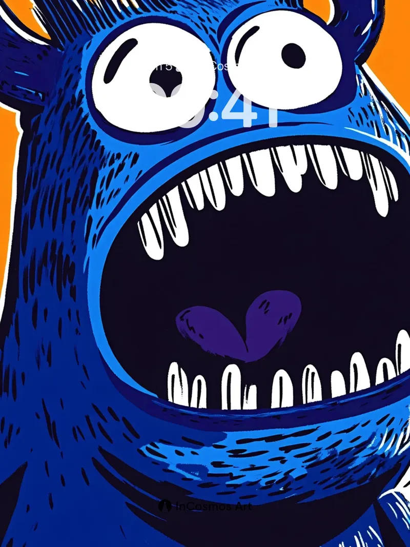 Screaming Blue Beast Wallpaper with Spiky Hair