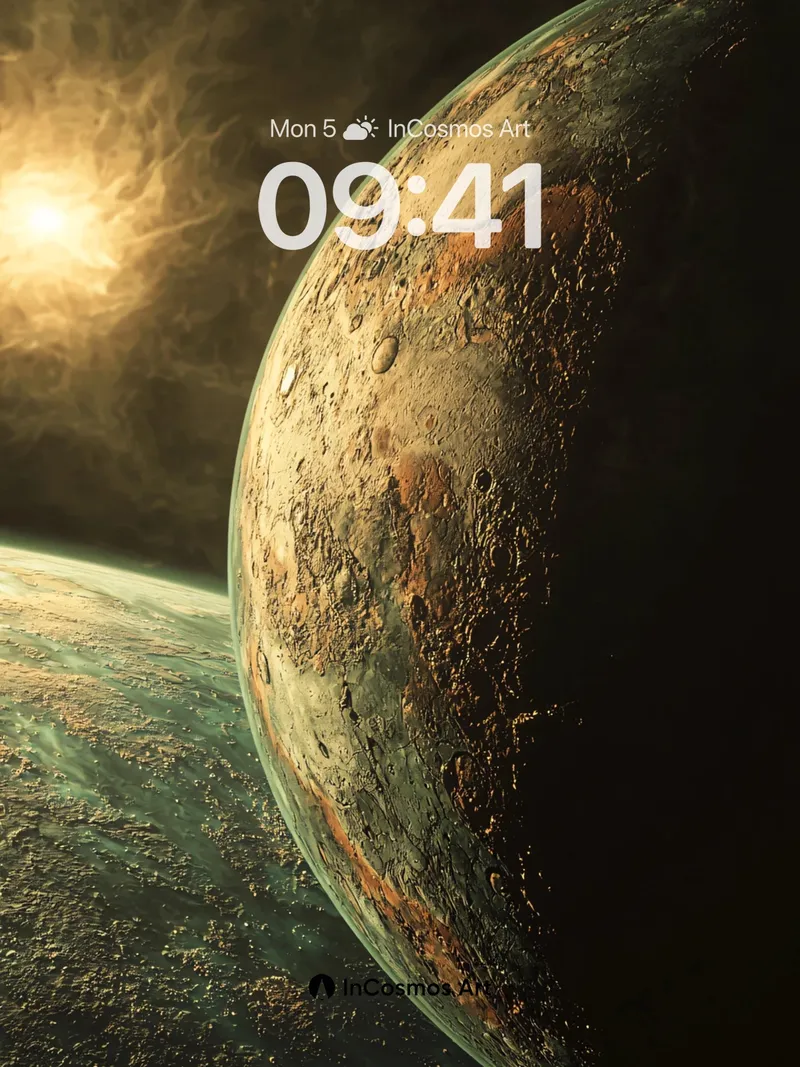 Cosmic Ember Wallpaper with Celestial Shadows