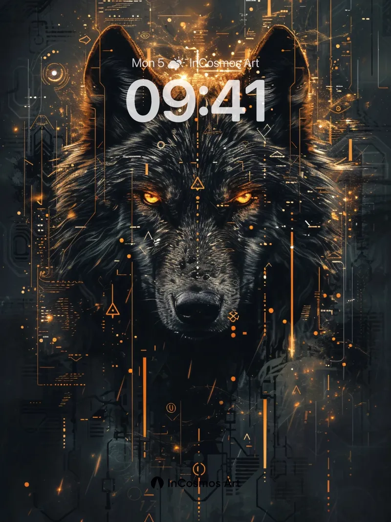 Circuit Shadow Wallpaper with Golden Pulse