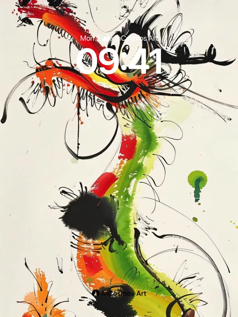 Whimsical Dragon Wallpaper with Splatter Energy