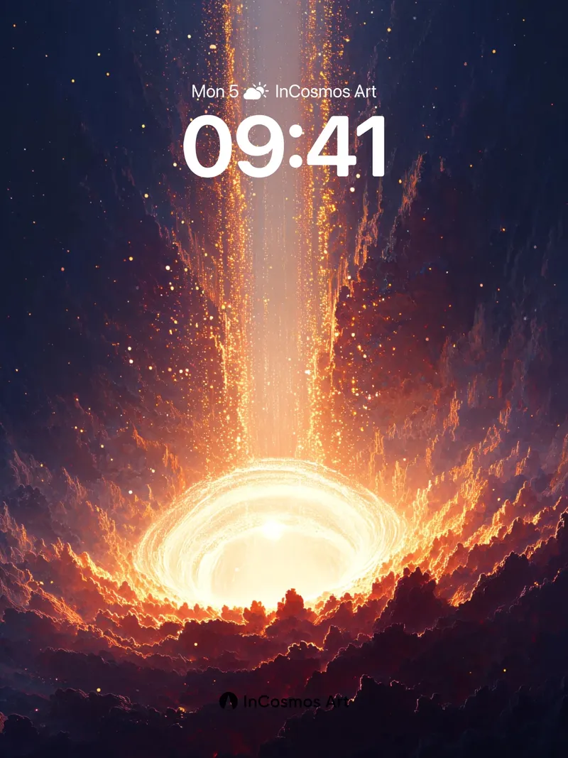 Cosmic Chasm Wallpaper with Celestial Light Beam