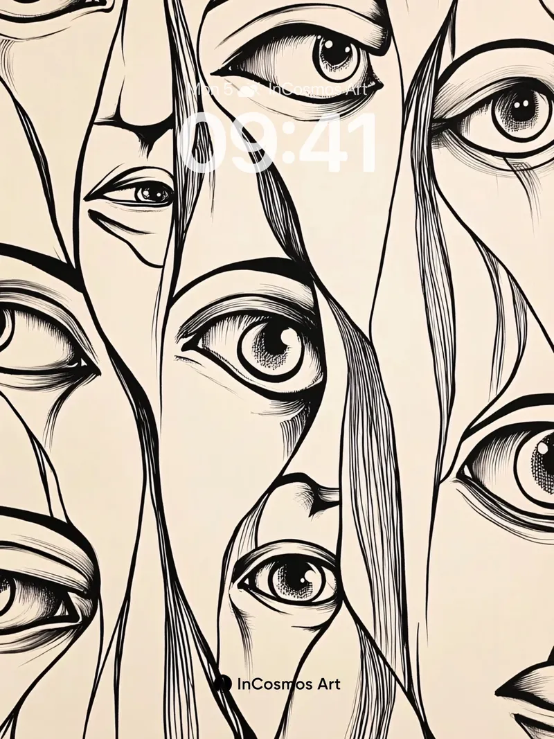 Fractured Gaze Wallpaper with Whispering Lines