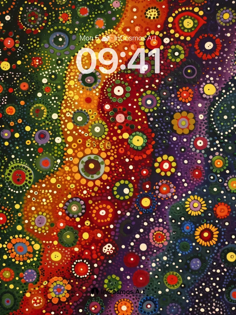 Cosmic Bloom Wallpaper with Dot Constellations
