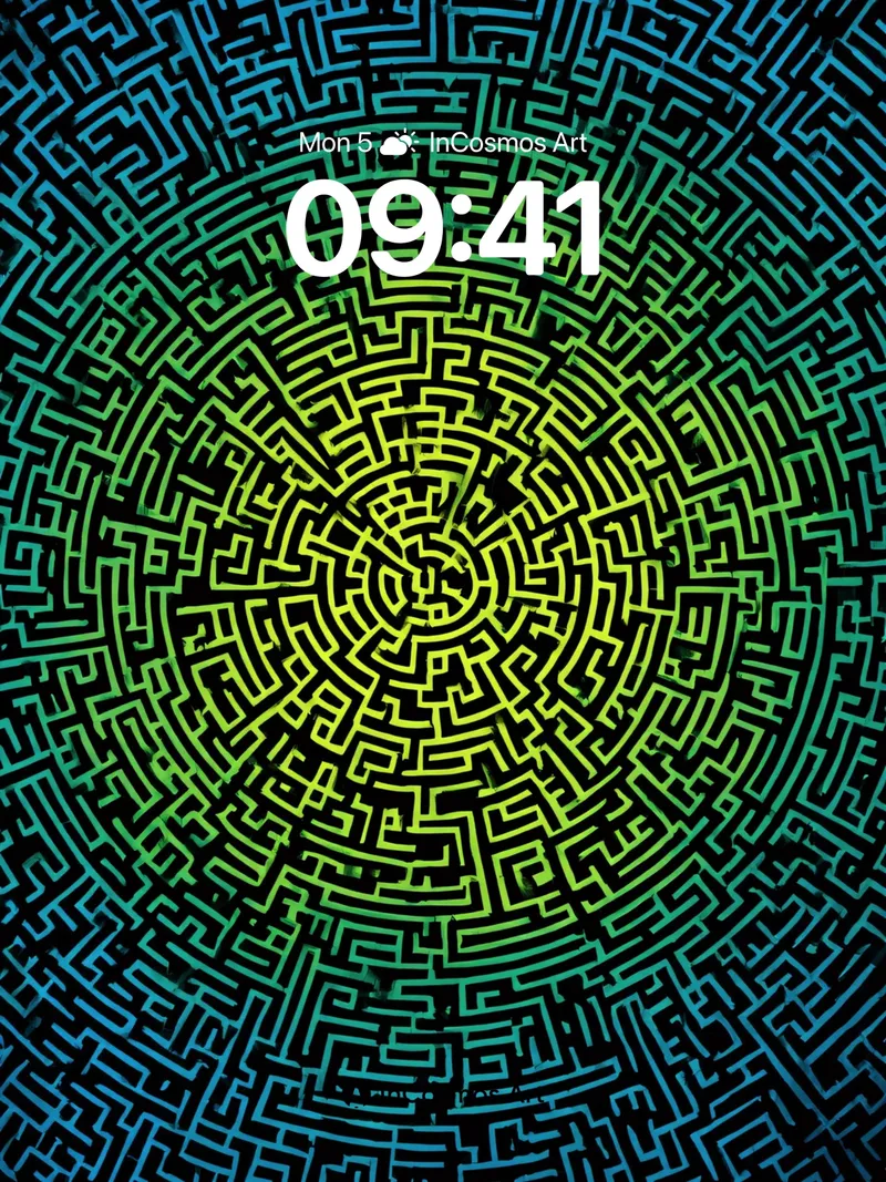 Luminous Spiral Wallpaper with Neon Geometry