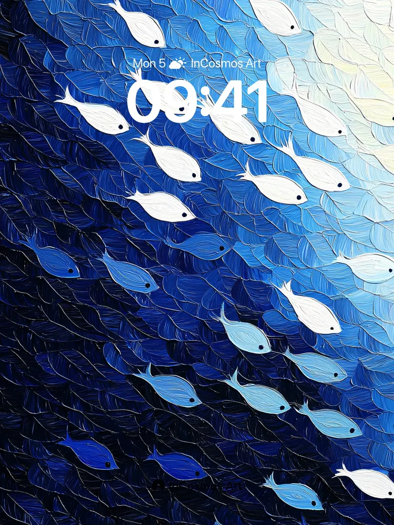 Oceanic Drift Wallpaper with Fish Scale Texture