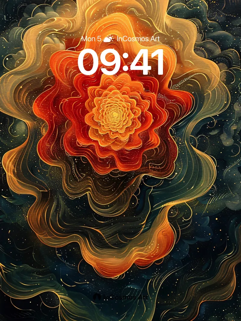 Cosmic Bloom Wallpaper with Golden Veins
