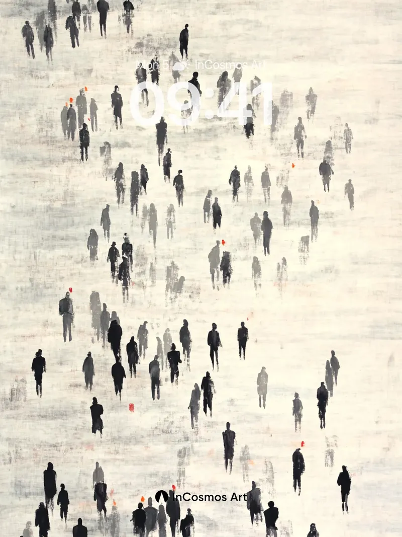 Echoing Silhouettes Wallpaper with Floating Oranges