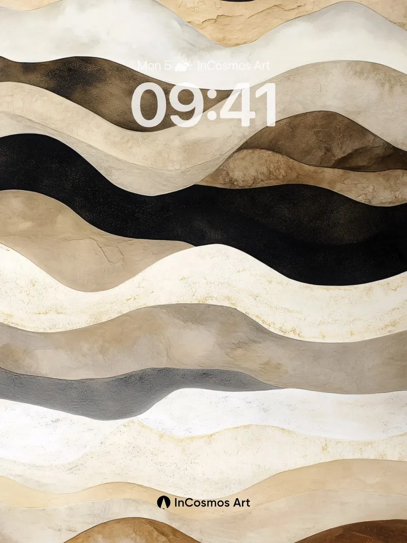 Sedimentary Flow Wallpaper with Earth-Toned Waves