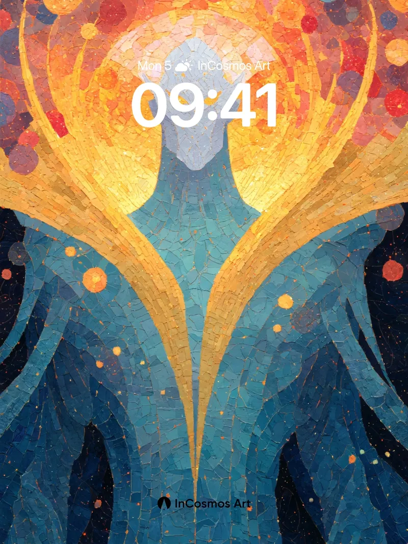 Cosmic Seraph Wallpaper with Mosaic Light