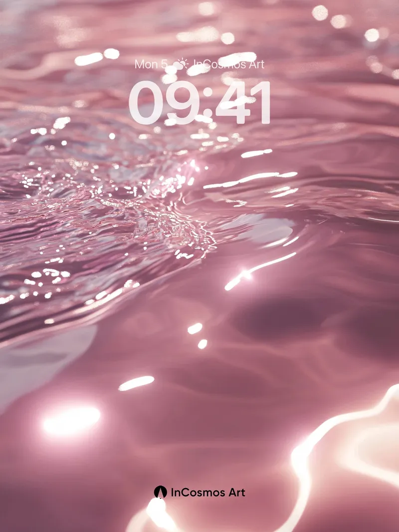 Luminous Waterfall Wallpaper with Rose Gold Currents