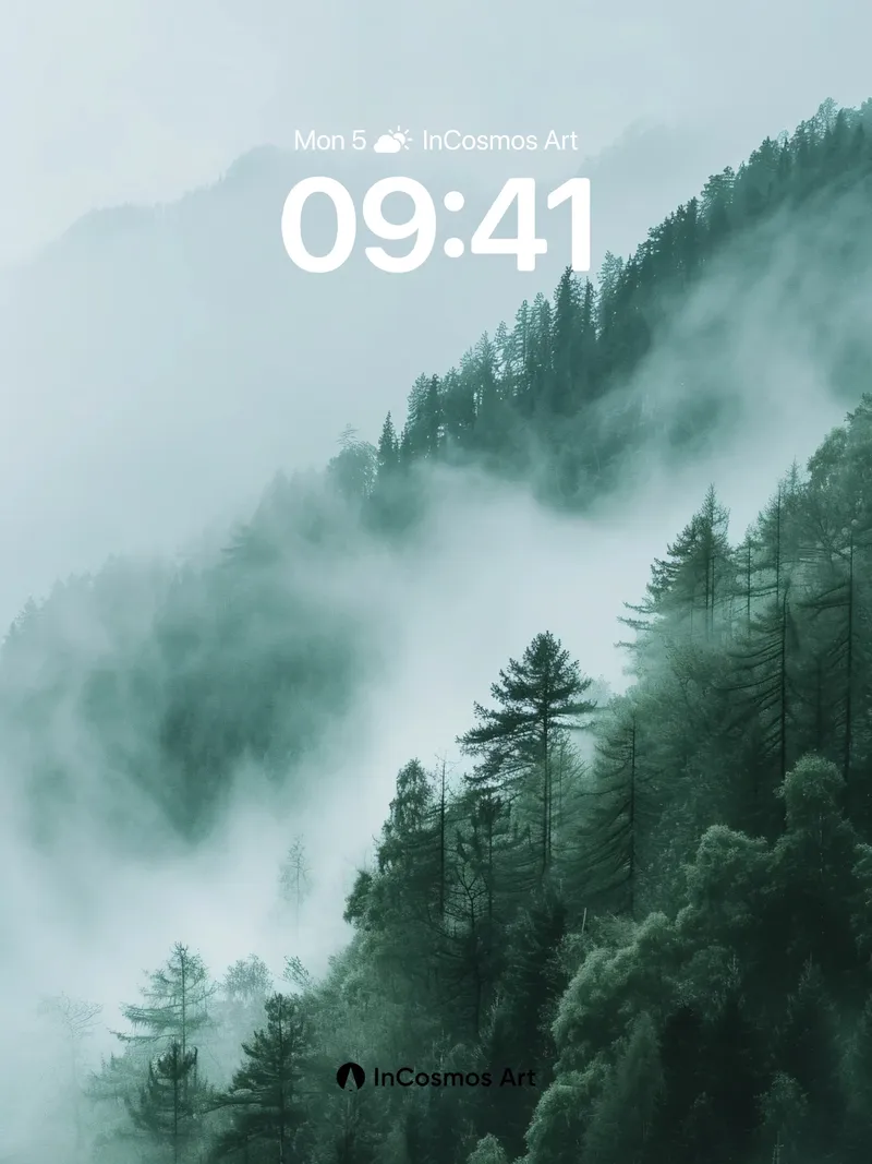 Mist-Cradled Forest Wallpaper with Whispering Pines