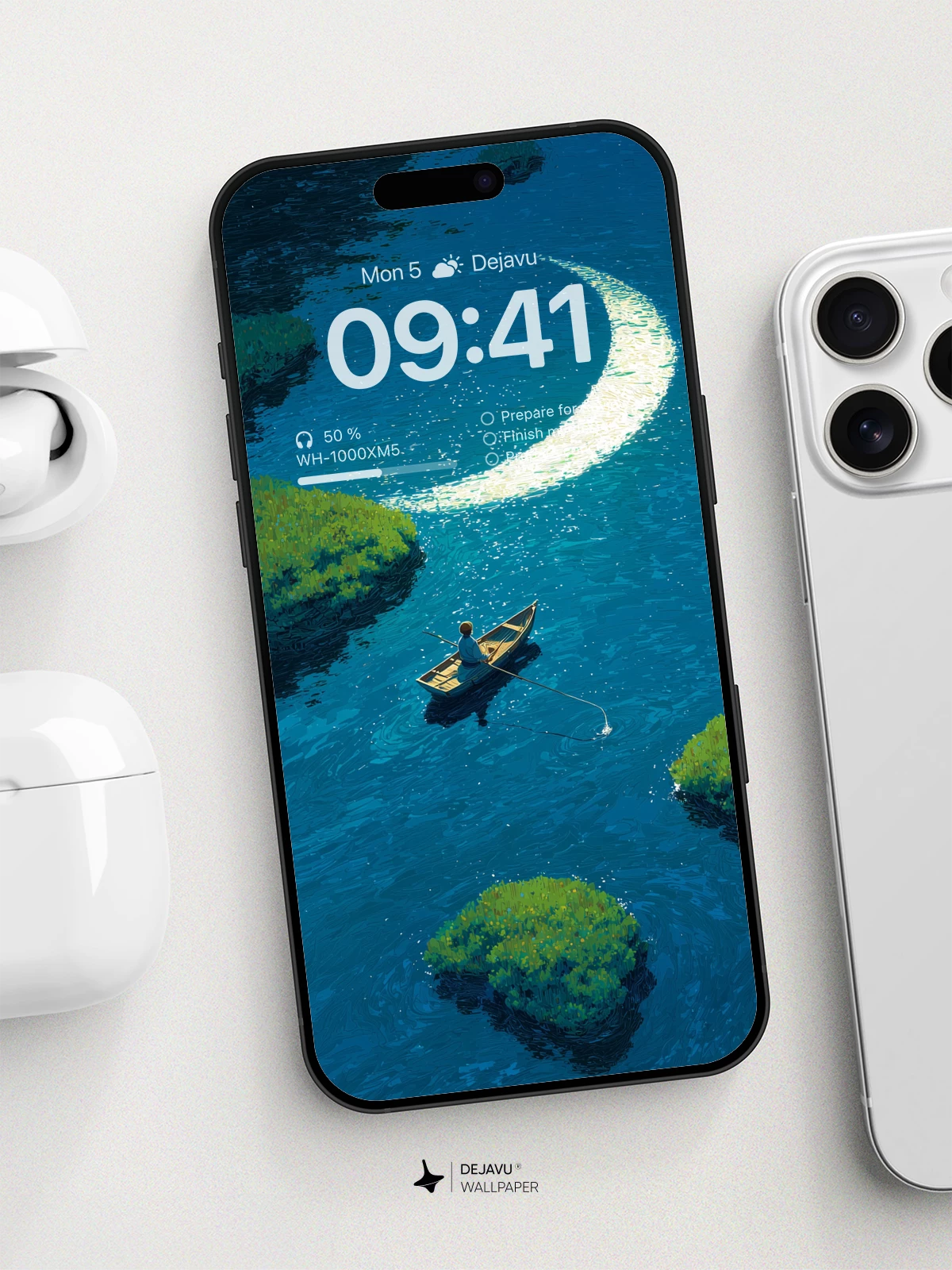 Surreal Moonlit River Wallpaper 8K for iPhone and Android