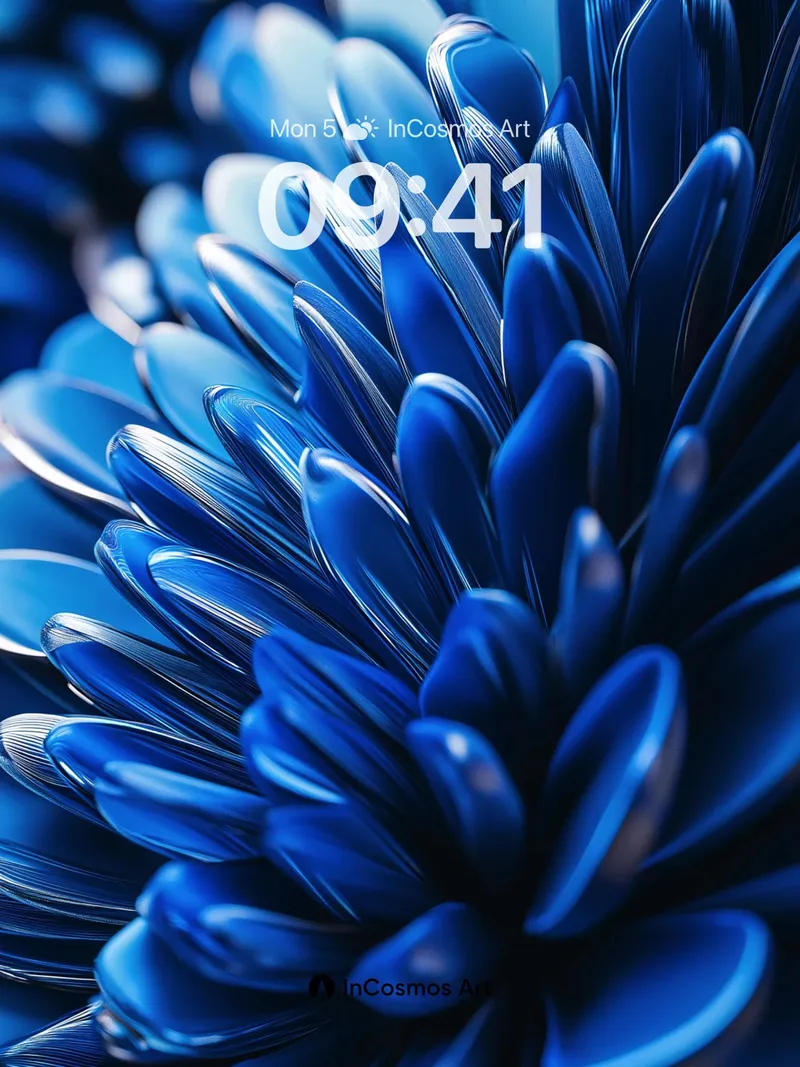 Cobalt Bloom Wallpaper with Liquid Petals