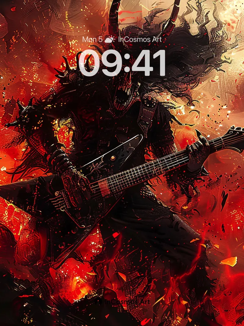 Infernal Riff Wallpaper with Demon Guitarist