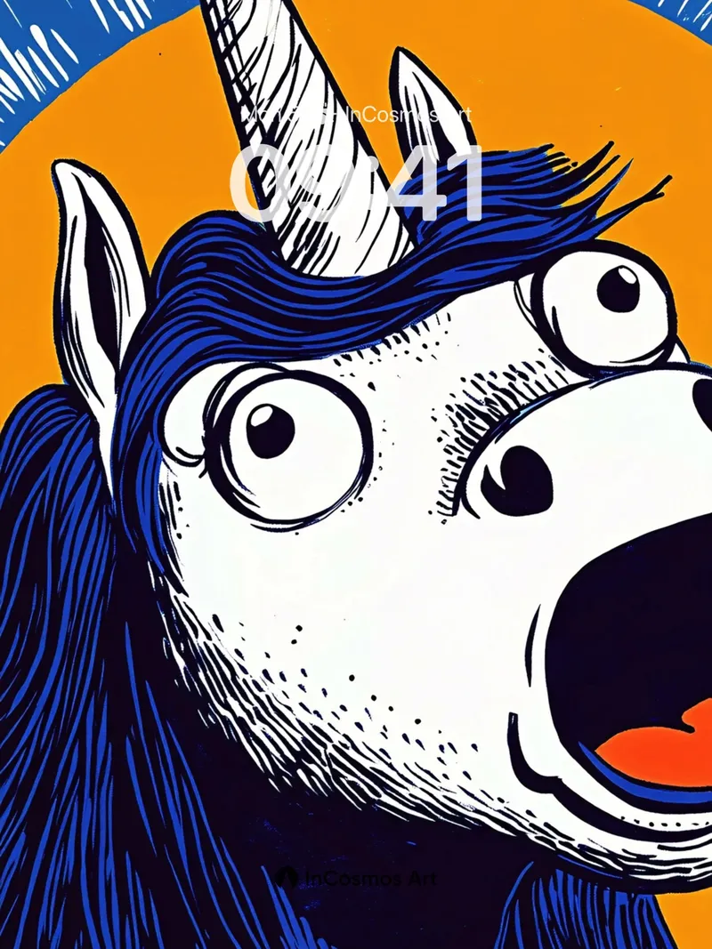 Surprised Unicorn Wallpaper with Electric Blue Mane