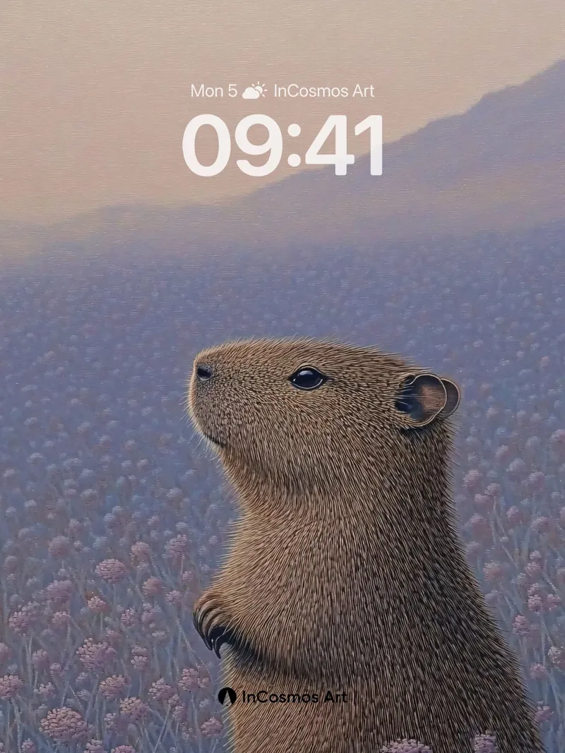 Serenity in Fur Wallpaper with Lavender Haze