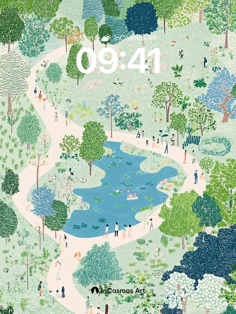 Whispering Grove Wallpaper with Floating Paths