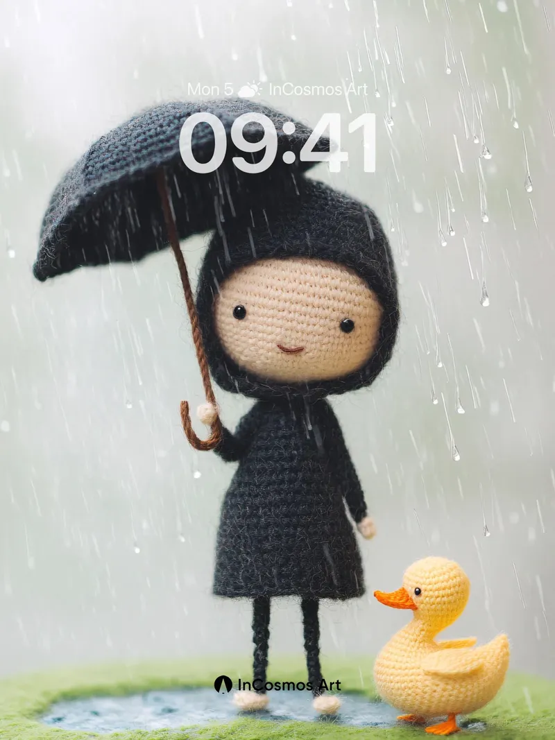 Whispering Rain Wallpaper with Crochet Kindness