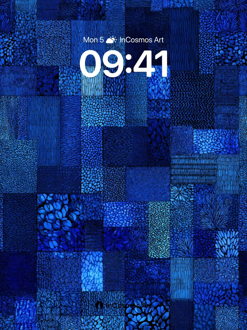 Indigo Tapestry Wallpaper with Textured Mosaic