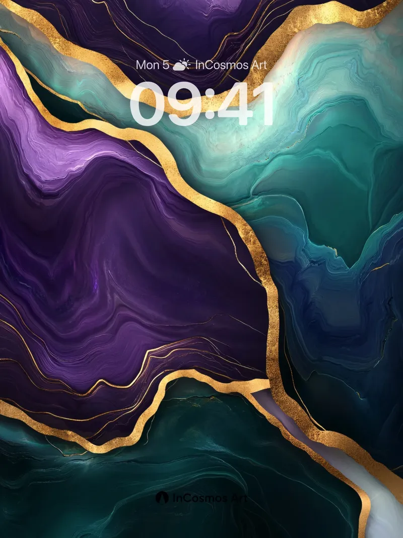 Lavender Abyss Wallpaper with Golden Veins