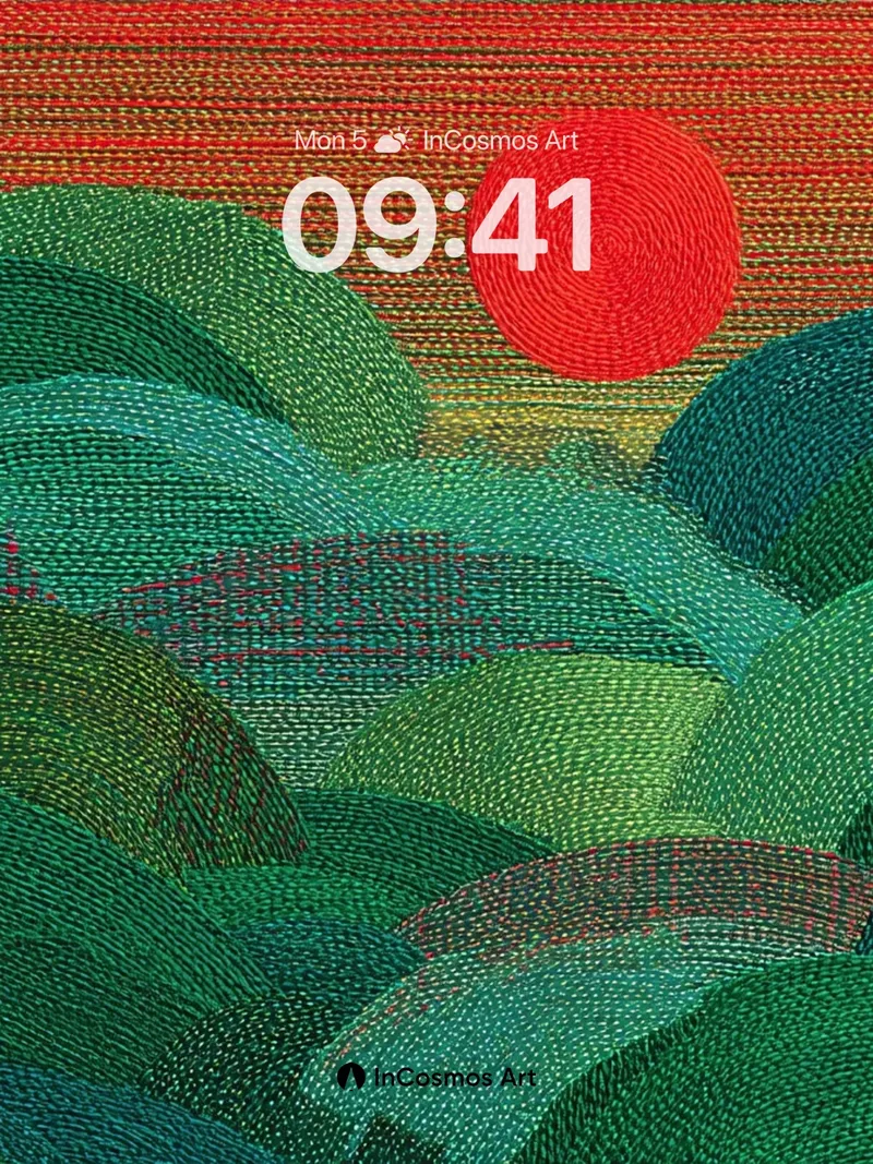 Ember Hush Wallpaper with Textured Hills