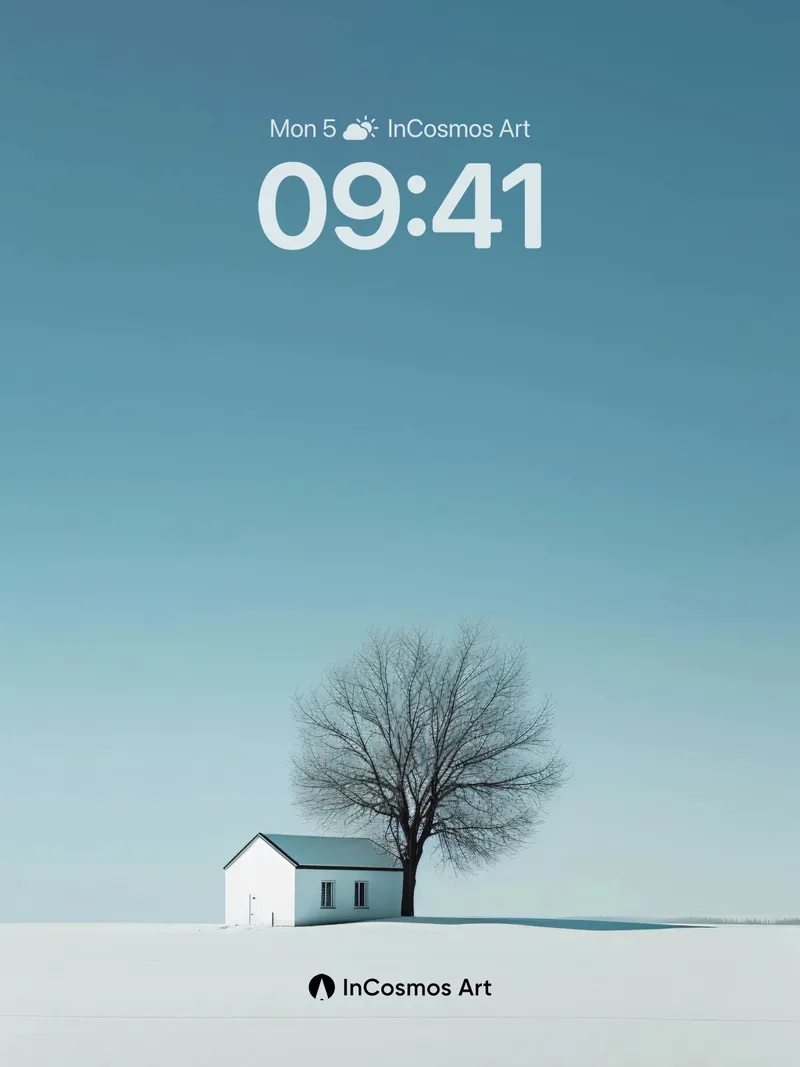 Serenity Snowdrift Wallpaper with Lone Tree