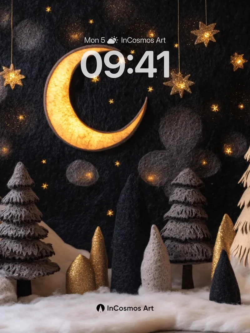 Moonlit Forest Wallpaper with Textured Trees