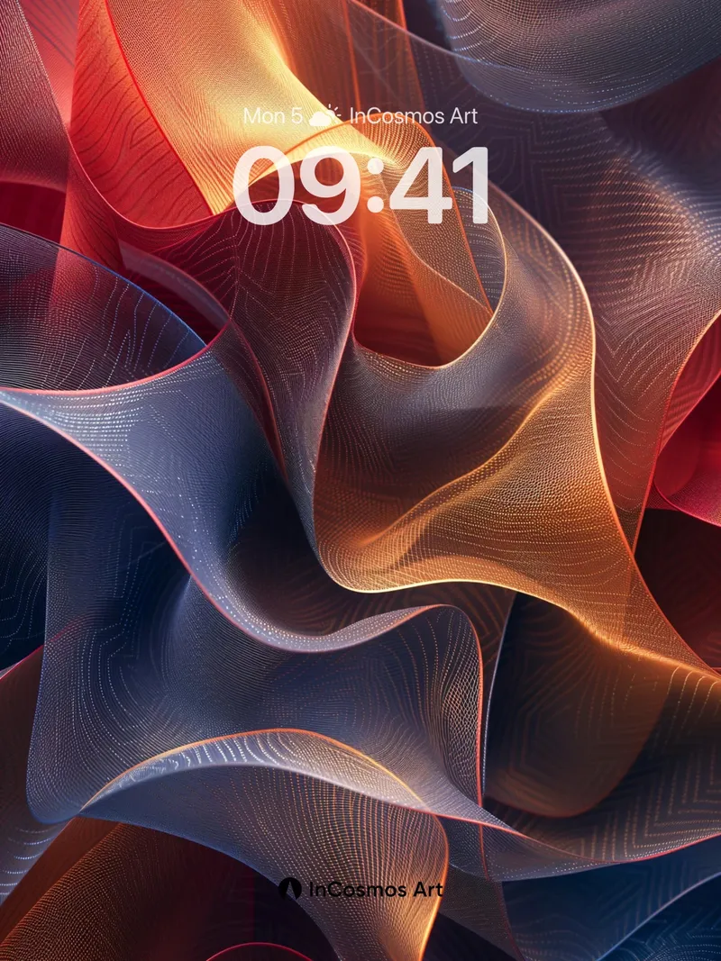 Crimson Wave Wallpaper with Luminous Threads