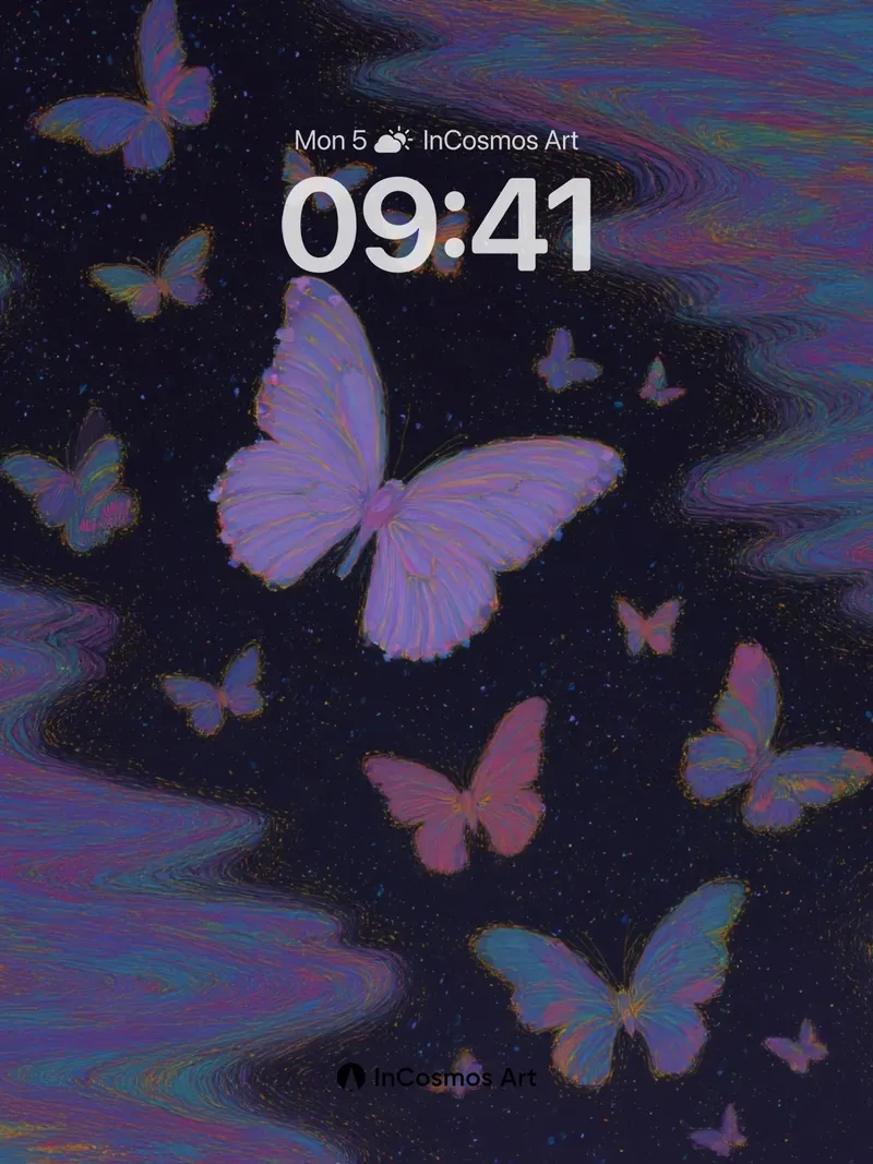 Luminous Mirage Wallpaper with Floating Butterflies