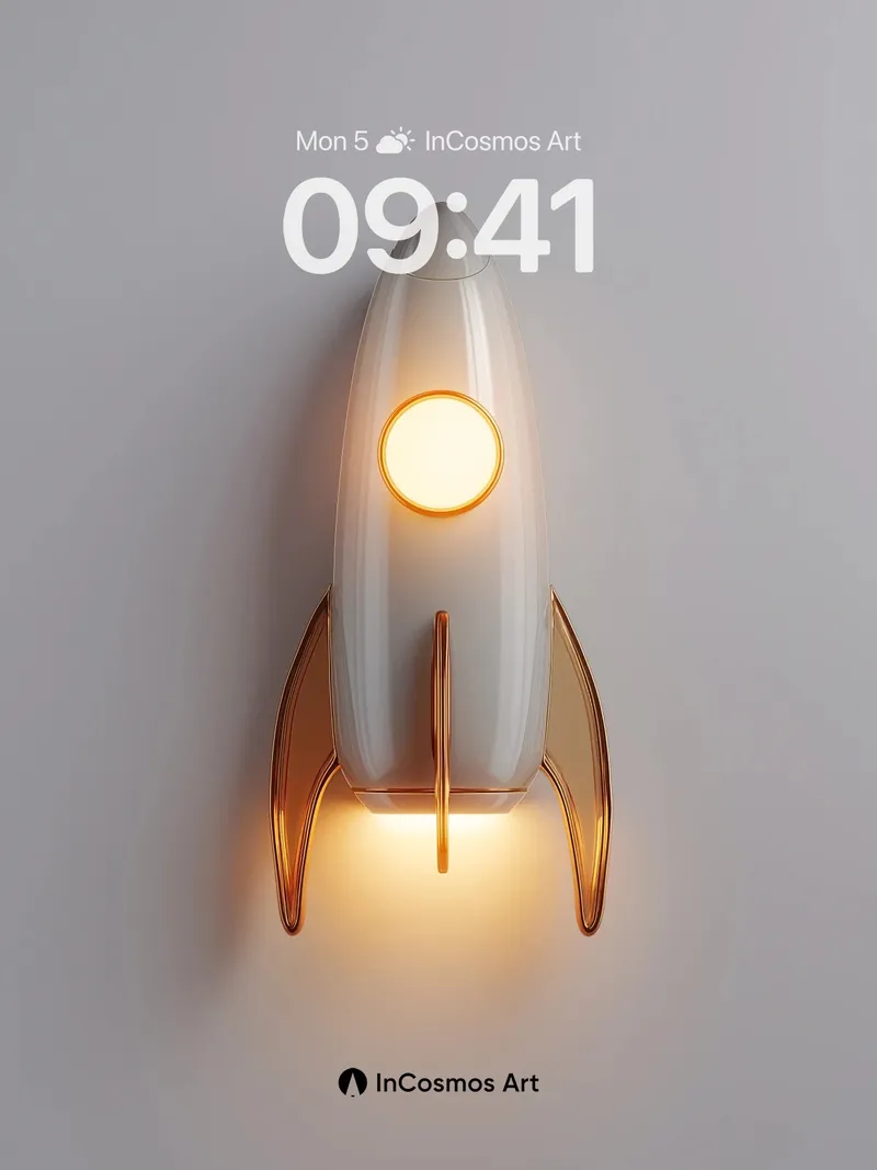 Luminous Rocket Wallpaper with Warm Glow