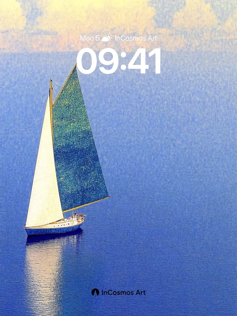 Serenity Sail Wallpaper with Ocean Reflections
