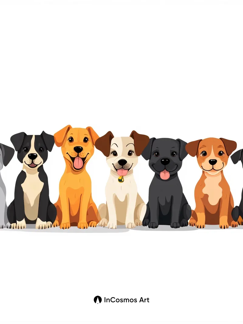 Playful Pup Crew Wallpaper with Whimsical Charm