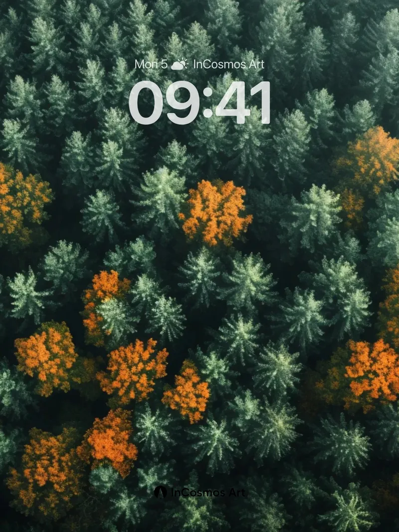 Autumn Hush Wallpaper with Pine Canopy