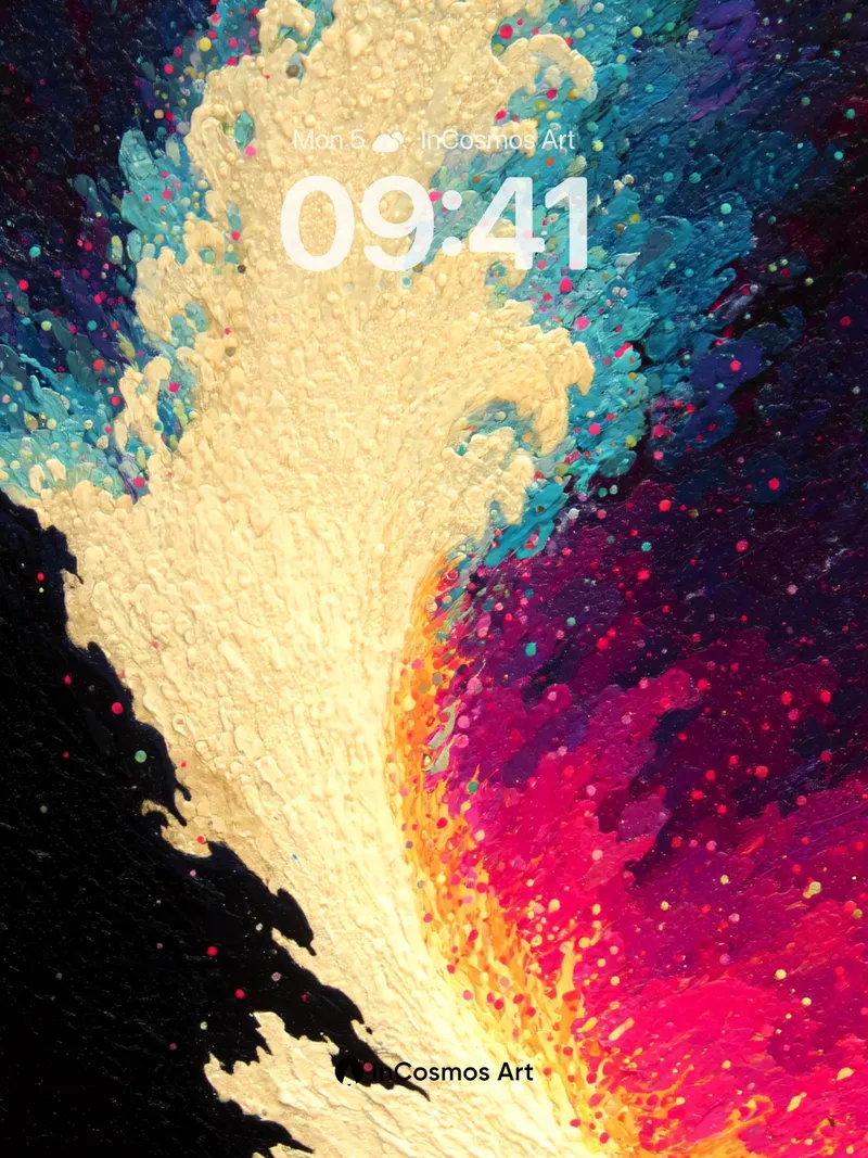 Cosmic Wave Wallpaper with Starlit Foam