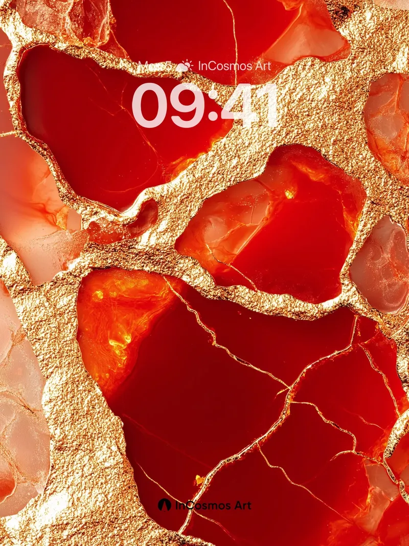 Lava Vein Wallpaper with Golden Fractures