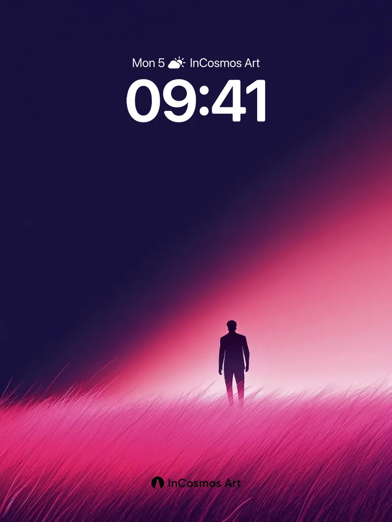 Silhouetted Solitude Wallpaper with Crimson Horizon