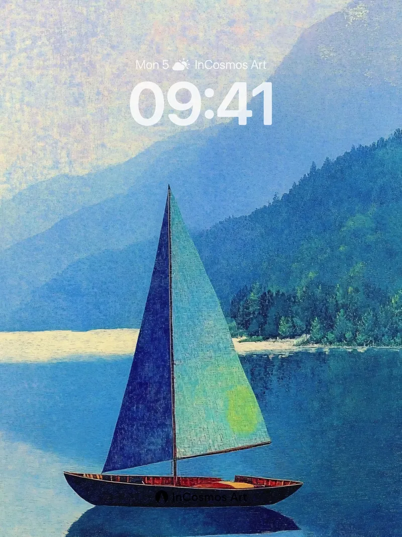 Serenity Sail Wallpaper with Mountain Hush
